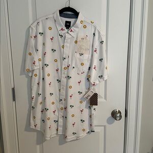 Vans White Shirt with Flamingo and Sun Print
